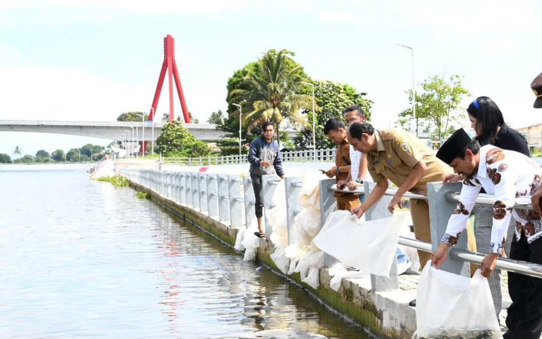 Sinergitas Dengan DKP Provsu, Bupati Samosir Bersama Forkopimda Tebar 290.000 Bibit Ikan Nila di Danau Toba